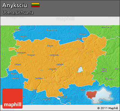 Political 3D Map of Anyksciu
