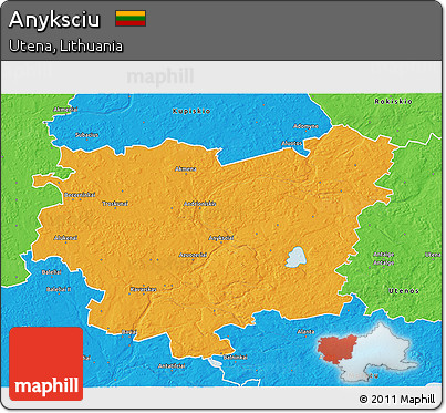 Political 3D Map of Anyksciu