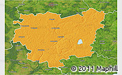 Political 3D Map of Anyksciu, satellite outside