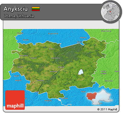 Satellite 3D Map of Anyksciu, political outside