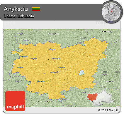 Savanna Style 3D Map of Anyksciu