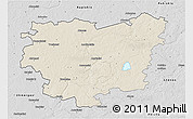 Shaded Relief 3D Map of Anyksciu, desaturated