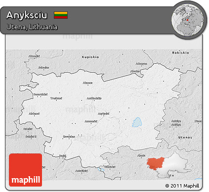 Silver Style 3D Map of Anyksciu