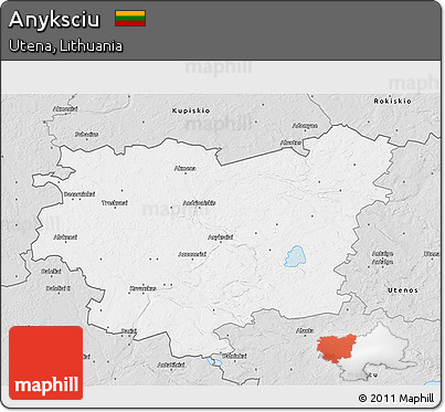 Silver Style 3D Map of Anyksciu