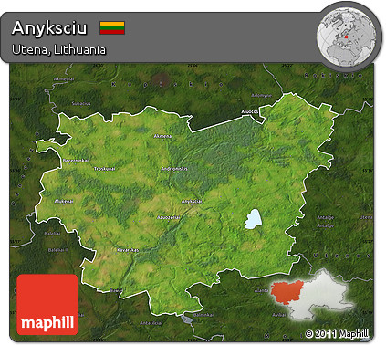 Satellite Map of Anyksciu, darken