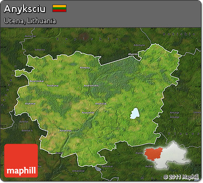 Satellite Map of Anyksciu, darken