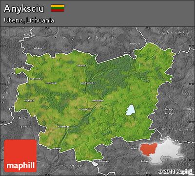Satellite Map of Anyksciu, desaturated