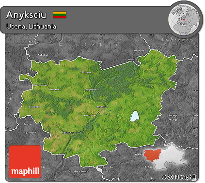Satellite Map of Anyksciu, desaturated