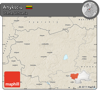 Shaded Relief Map of Anyksciu