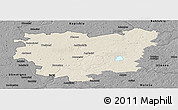 Shaded Relief Panoramic Map of Anyksciu, darken, desaturated