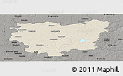 Shaded Relief Panoramic Map of Anyksciu, darken, semi-desaturated