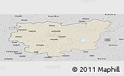 Shaded Relief Panoramic Map of Anyksciu, desaturated