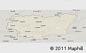 Shaded Relief Panoramic Map of Anyksciu, semi-desaturated