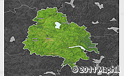 Satellite 3D Map of Utenos, darken, desaturated