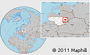 Gray Location Map of Utenos, highlighted country