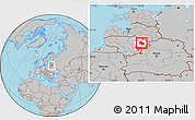 Gray Location Map of Utenos, highlighted parent region