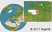 Satellite Location Map of Utenos, highlighted country, highlighted parent region