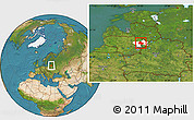 Satellite Location Map of Utenos, highlighted parent region