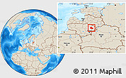 Shaded Relief Location Map of Utenos, highlighted parent region