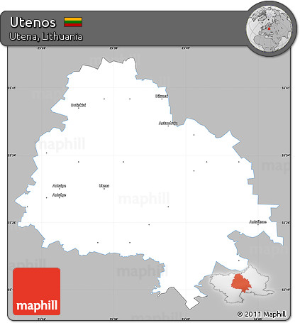 Gray Simple Map of Utenos, single color outside