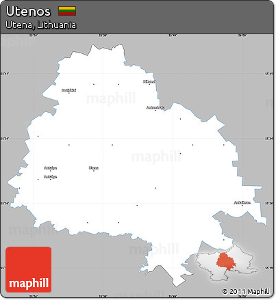 Gray Simple Map of Utenos, single color outside