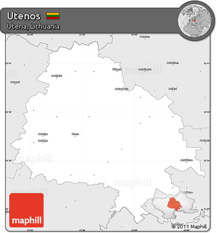 Silver Style Simple Map of Utenos
