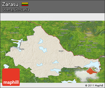 Shaded Relief 3D Map of Zarasu, satellite outside