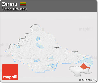 Silver Style 3D Map of Zarasu, single color outside