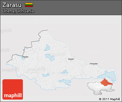 Silver Style 3D Map of Zarasu, single color outside