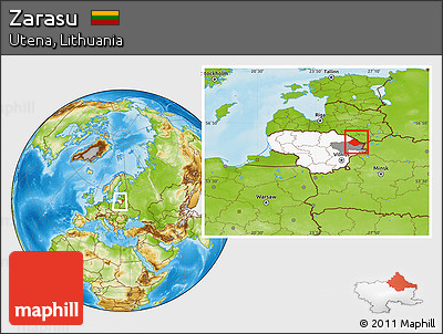 Physical Location Map of Zarasu, highlighted country, highlighted parent region, within the entire country