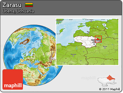 Physical Location Map of Zarasu, highlighted country, highlighted parent region, within the entire country