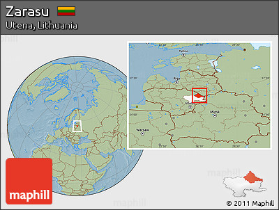 Savanna Style Location Map of Zarasu, highlighted parent region, hill shading