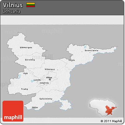 Gray 3D Map of Vilnius, single color outside