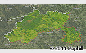 Satellite 3D Map of Salcininky, semi-desaturated