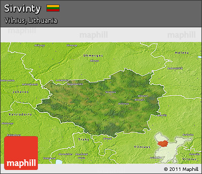 Satellite 3D Map of Sirvinty, physical outside