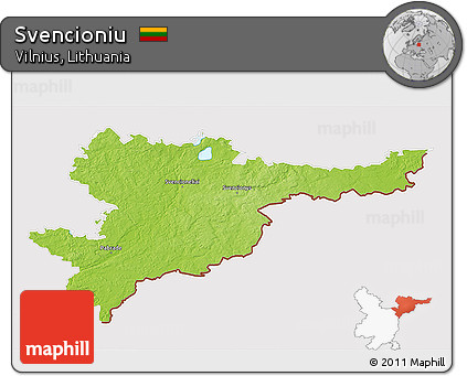 Physical 3D Map of Svencioniu, cropped outside