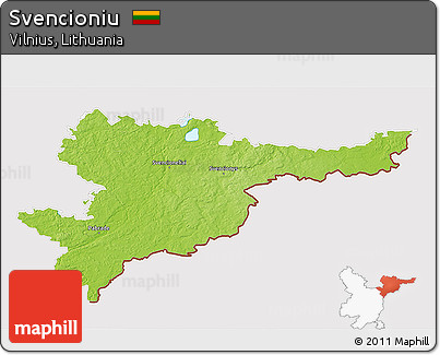 Physical 3D Map of Svencioniu, cropped outside