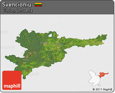 Satellite 3D Map of Svencioniu, single color outside