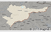 Shaded Relief 3D Map of Svencioniu, darken, semi-desaturated