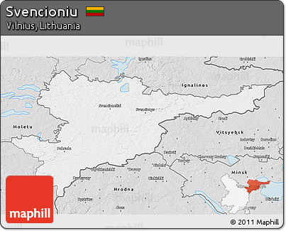Silver Style 3D Map of Svencioniu