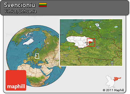 Satellite Location Map of Svencioniu, highlighted country