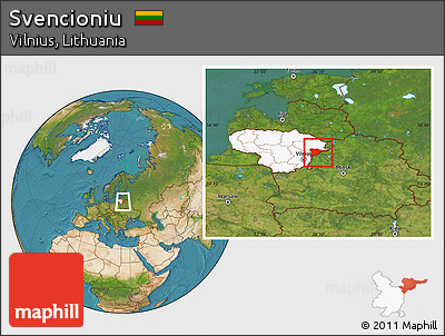 Satellite Location Map of Svencioniu, highlighted country
