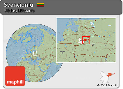 Savanna Style Location Map of Svencioniu, highlighted parent region, hill shading