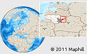 Shaded Relief Location Map of Svencioniu, highlighted country, highlighted parent region