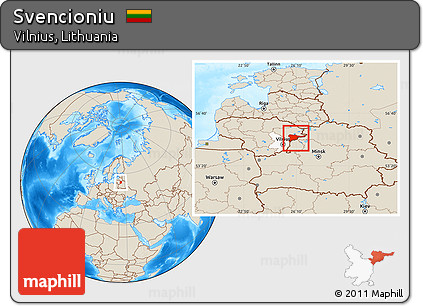 Shaded Relief Location Map of Svencioniu, highlighted parent region