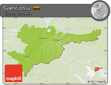 Physical Map of Svencioniu, lighten