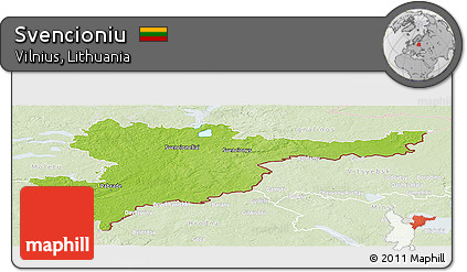 Physical Panoramic Map of Svencioniu, lighten