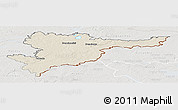 Shaded Relief Panoramic Map of Svencioniu, lighten, semi-desaturated