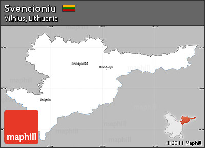 Gray Simple Map of Svencioniu, single color outside