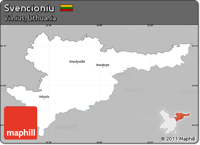 Gray Simple Map of Svencioniu, single color outside